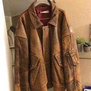 COPY - Andrew Marc Distressed Heavy Moto Bomber Jacket